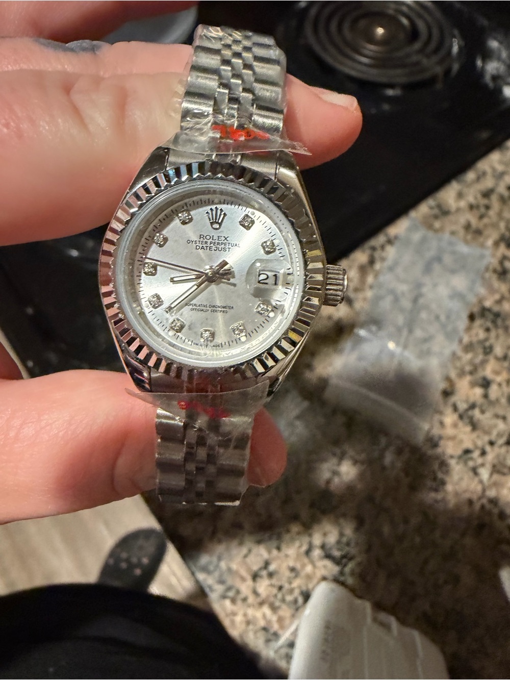 Women’s 28mm Silver and Stainless Steel Datejust with Diamond Markers